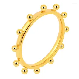 Klusterringar trendiga mini bollar ring guldfärg kvinnlig rostfritt stål damfinger för kvinnor mode juvelry cluster wynn22