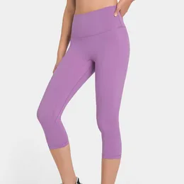 Lu Lu lemen Hohe Taille Bauch Elastische Kontrolle Yoga Crop Hosen Gedruckt Frauen Sport Leggings Gym Capris Abnehmen Fitness Laufhose weibliche