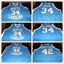 Nikivip North Carolina Tar Heels College 34 J.R. Reid 34 Bobby Jones 42 Brad Daugherty Retro Basketball Jersey Men's Stitched Custom Jerseys