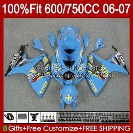 OEM RIZLA blue Body For SUZUKI GSXR-600 GSXR750 K6 GSX-R750 06-07 Bodywork 130No.57 GSXR 750CC 600CC 750 600 CC GSXR600 06 07 GSXR-750 2006 2007 Injection mold Fairing