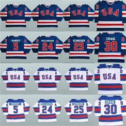 MThr 1980 Miracle On Ice Hockey Jerseys 5 Mike Ramsey 9 Neal Broten 25 Buzz Schneider 100% Stitched Team USA Hockey Jersey