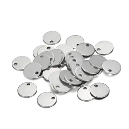 50pcs/lot 6-30mm 스테인리스 스틸 원형 홀 매력 펜던트 DIY 보석 제작을위한 개 태그 팔찌 공급품