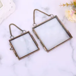 Creative DIY Chain Retro Metal P o Picture Frame High Translucent Glass Specimen Folder Flower Plant Specimen Display Holder