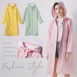 Kvinnor Stylish Long Raincoat Watertofal Rain Jacket med Hood 220718