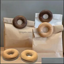 Väskklipp hem förvaringsorganisation husekee trädgård bok donuts svarta valnötter trä tätning kreativt fast trä snack tepåsar klipp i t