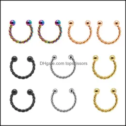 Body Arts 16G Surgical Steel Nose Septum Rings Horseshoe Cartilage Helix Tragus Hoop For Women Piering Jewelry Drop D Topscissors Dhujb