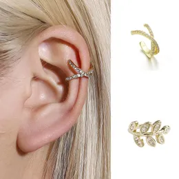 Clip-on & Screw Back Fashion Ear Cuff For Women 1 Pcs Charming Zircon Clip On Earrings Gold Without Piercing Jewelry GiftsClip-on
