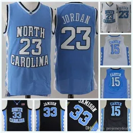 XFLSP Costurado Mens North Carolina Tar Heels 23 Michael Jor Dan 15 Vince Carter NCAA College Basketball Jersey Duplo Nome e Número