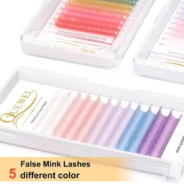 False Eyelashes Quewel 5 Colors Light Color Mix Eyelash Classic Extension Syntetisk Mink Lash White Pink Blue Purple C/D Curl 0,07mmfalse