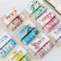 5 Rolls Flowers Season Masking Washi Tape Set Adhesive Decoration Tapes Masking Stickers Diary Album Stationery School Supplies T200229 2016