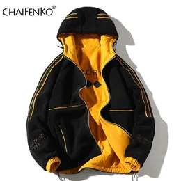 CHAIFENKO Winter Thick Warm Fleece Jacket Parkas Men Autumn Fashion Casual Reversible Coat Mens Windproof Hooded Parkas Men 220816