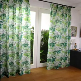 Занавесные шторы с северным стилем хлопковые льняные зеленые листья оконные шторы для гостиной листья