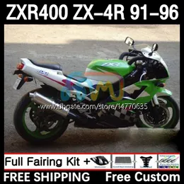 مجموعة Fairings لـ Kawasaki Ninja Zx4r 400CC ZXR-400 1991 1992 1992 1993 94 95 96 Body 12DH.68 ZXR 400 CC ZX-4R ZX 4R COWLING ZXR400 91 92 93 1994 1995 1995 Green Green White White