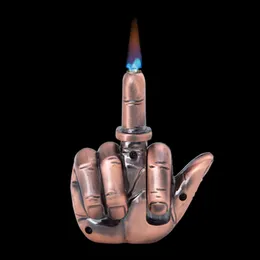 Необычный Средний палец струйный факел Зажигалка творческий прямой пламя бутан компактный пополненный газовый креативный зажигал со звуковыми гаджетами для мужчин.