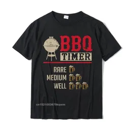 재미있는 BBQ 고기 요리 타이머 맥주 그릴 요리사 바베큐 선물 선물 티셔츠 캐주얼 일반 탑 티스 회사 면화 탑 티셔츠 220509