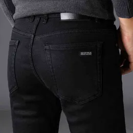 Czarne dżinsy męskie zima Jean Mężczyźni Ciepłe Slim Fit Spodnie Spodek SpijkerBroeken Heren Stretch Moto Pantalones Vaqueros Hombre Man Compots G0104