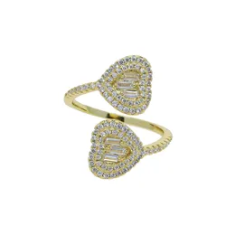 Tiny band adjsut pierścionek z sercem na palec z pełną sześcienną cyrkonią wybrukowaną nowe style kobiety obrączki damskie biżuteria platerowane złotem srebrnym kolorem róży