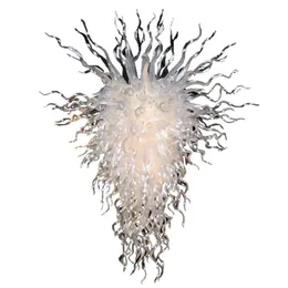 Lampade a sospensione in vetro soffiato a bocca al 100% CE UL Vetro borosilicato in stile Murano Dale Chihuly Art Lampadario in cristallo turco a sospensione bianco di grandi dimensioni