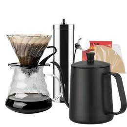 Ny EcoCoffee Ny ankomst Freeshipping Eco-Friendly V60 DRIP SETS 580 ml Värtproof Coffee Server Kettle Filters T200523