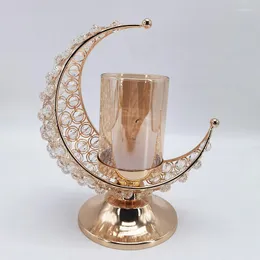 Kerzenhalter Eid al-Fitr Creative Moon Model Gold Candlestick Wohnzimmer Tisch Ornamente Nordic Style Home Decorations Szene Layout