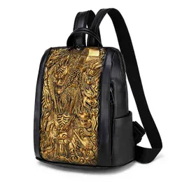HBP Animal Head Pu Leather Double Shoulder Female Backpack Personality 3d Three-dimensional Pattern Single Shoulder Portable Women's halloween Bag 220805