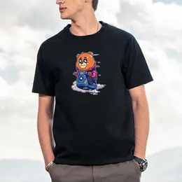 Herr t-shirts överdimensionerad med korta ärmar Cotton casual rolig björn ridande motorcykel manlig topp sommar streetwear män anime klädsmän