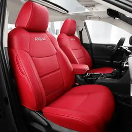 Anpassad fit Full Set Car Seat Covers för Toyota RAV4 Hybrid 20-22 Vattentät faux läderdyna bakåt fulla paket interna tillbehör