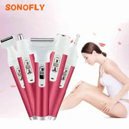 Sonofly 5 i 1 USB-hårborttagare Multifunktion Facial Epilator för kvinnor Eyebrow Trimmer Shaving Bikini Body Clipper XD-3011 220624