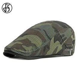 FS Army Green Camouflage Basker Cap män kvinnor solida basker slouchy hatt Peaky BLinder platt kepsar Casquette Gorras hattar J220722