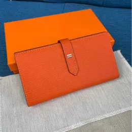 7A High Quality Fashion women clutch wallet togo cowhide leather wallet single zipper wallets lady ladies long classical purse with orange box card size 17.5cm