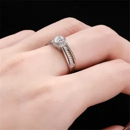 Propozycja Miłość Pierścień 925 Sterling Silver Dla Kobiet 5A Cubic Cyrkonia Białe Diamentowe Obrączki Obrączki Luksusowa Biżuteria Bride Zaręczynowa Obietnica Pierścionki Rozmiar 5-10 z pudełkiem