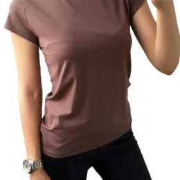 Alta qualidade 11 color S-3xl camiseta lisa Camiseta feminina elástica de algodão camisetas básicas Tamas casuais femininas Camiseta curta Mulheres 002 220525