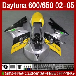 Carene OEM per Daytona 600CC 650CC 650 600 CC Daytona650 2002 2003 2004 2005 Carrozzeria 132No.177 Daytona600 2002-2005 Daytona 600 02 03 04 05 Kit carrozzeria in ABS Giallo nero