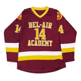 CEOA3740 Bel-Air Academy 14 Will Smith Movie Hockey Hockey Stuthed Jersey 100% вышивая мужская женская молодежная хоккейные красные майки