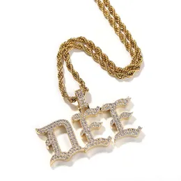 Hip Hop Jewelry Personlig baguette Pendant Micro Paled CZ Iced Out Charms Anpassat namnhalsband