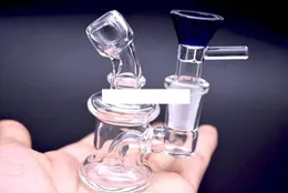 Dab kuleleri cam beher bongs ile 14mm erkek huni cam kase 3 inç ucuz küçük geri dönüştürücü cam su bongs pipetler yağ kuleleri