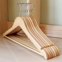 5Piece Solid Wood Hangers for Clothes Drying Rack Clothing Non-Slip Wooden Hangers Suit Shirt Trousers Sweaters Dress Organizer 220408