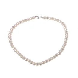 Chains 1pc Freshwater White South Sea Shell Pearl Necklace Stones Round Beads Flower Clasp For Women 7MM JewelryChains