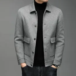 Men's Jackets 70% Wool Mens Luxury Spring Autumn Single Breasted Casual Male Outerwear Fashion Solid Color Grey Black Man CoatsMen's