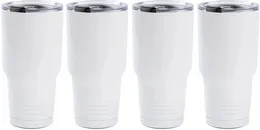 Sublimation Tumbler Blanks 30 OZ White Stainless Steel Coffee Travel Tumbler Car Cups with Lid Sublimation Mugs Cups 0425