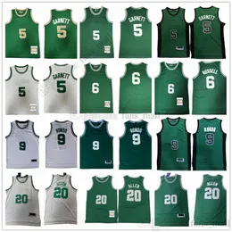 Mitchell and Ness Retro Basketball Kevin 5 Garnett Jersey Rajon 9 Rondo Ray 20 Allen Bill 6 Russell Throwback Stitched 2007-08 Gold Green 1962-63 White Jersey Men