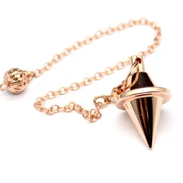 Pendant Necklaces Gold Color Metal Pendulum For Dowsing Divination Radiestesia Healing Pendule Pendulo Cone Shape Pendants Women Men Amulet