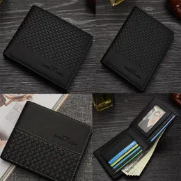 10pcs Wallets Men PU Grid Patchwork Cross Vertical section Open Short Credit Card Holder