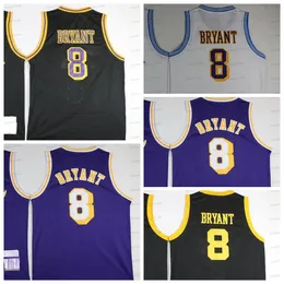 1996 Retro Men 8 White Jersey No.8 Purple Vintage Basketball Throwback Mens Mesh Black Yellow Jerseys 1997