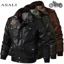 Männer Klassische Motorradjacke Winter Haut Dicke Mann Lederjacke Moto Herbst Reißverschlussjacke Biker Mantel Große Größe 6XL 201128