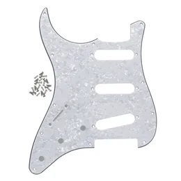 اليسار SSS الغيتار Pickguard 11 ثقوب لوحة الخدش مع مسامير لأجزاء الغيتار الكهربائية لؤلؤة بيضاء