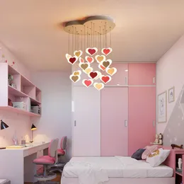 Hanglampen Nordic Modern Simple Love Plafondlamp Meisje Slaapkamer Kinderkamer Cartoon Creatieve Romantische Roze Hartvormige Kroonluchter