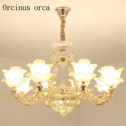 Подвесные лампы европейская роскошная цинк сплава люстры вилла столовая спальня в американском стиле.