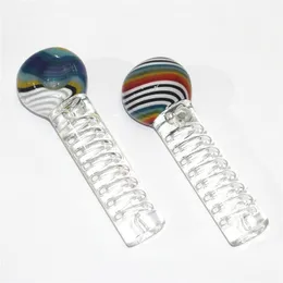 Glycerin Glass Smoking Hand Spoon Pipe Multi-Colors Pyrex Oil Burner Pipes Length About 4.72 Inch Tobacco Dry Herb For Silicone Bong Bubbler