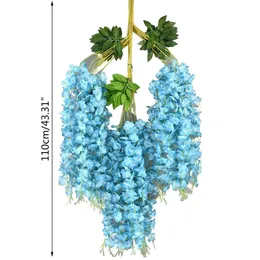 Decorative Flowers & Wreaths Artificial Wisteria Hanging 12 Pcs Simulation Silk Flower Hydrangea For DIY Garland Vine String Home Party Deco